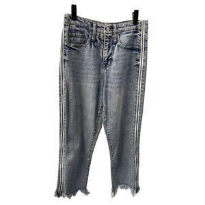 Womens Wildfable Light Blue Denim Baggy Wideleg Zipper Jeans, Distressed Size 00